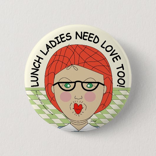 Edna de Lunch Lady Cartoons Pinback Button (Voorkant)