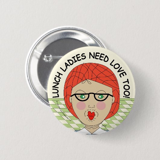 Edna de Lunch Lady Cartoons Pinback Button (Voorkant /achterkant)