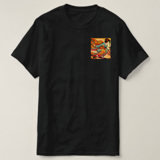 Edo Beauty on Skateboard -ice cream Ukiyo-e Style T-shirt