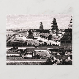 Edo Castle Tokyo Japan  Engraving 1800s Briefkaart