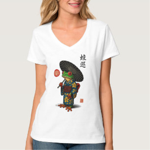 Edo Frog in Kimono met Parasol T-shirt