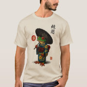 Edo Frog in Kimono met Parasol T-shirt (Voorkant)