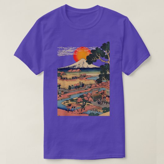 , Edo Japan Scenery, Sunset at Mount Fuji Ukiyo  T-shirt (Design voorkant)