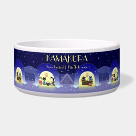 Edo-Neko's besneeuwde viering Pet Bowl Voerbakje