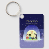 Edo-Neko's besneeuwde viering rechthoek Sleutelhanger (Voorkant)