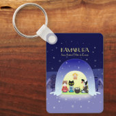 Edo-Neko's besneeuwde viering rechthoek Sleutelhanger (Voorkant)