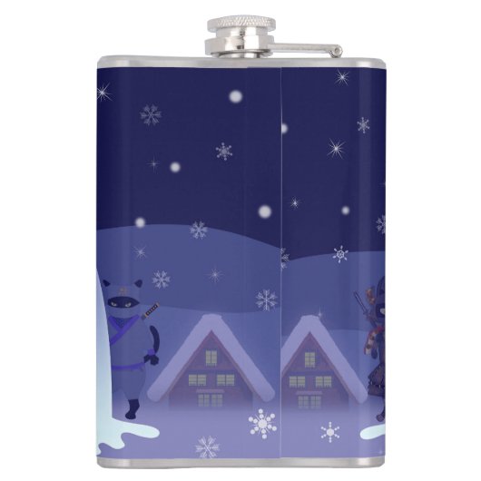 Edo-Neko's sneeuwviering Heupfles (Achterkant)