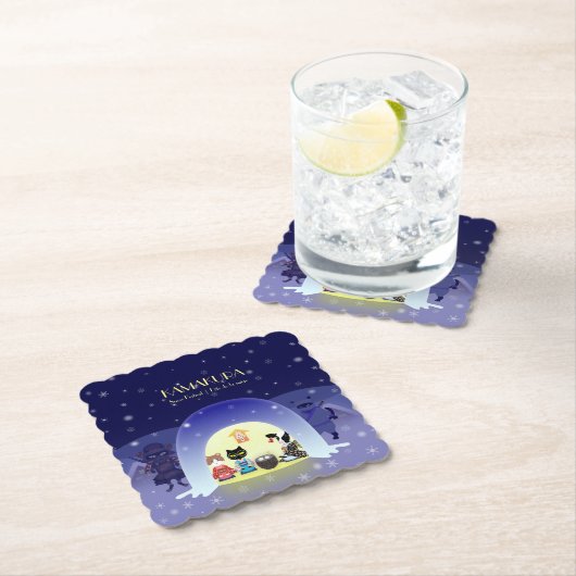 Edo-Neko's sneeuwviering Kartonnen Onderzetters (Insitu)