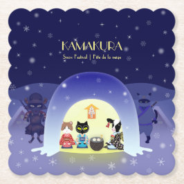 Edo-Neko's sneeuwviering Kartonnen Onderzetters