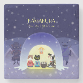 Edo-Neko's sneeuwviering Stenen Onderzetter