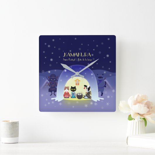 Edo-Neko's sneeuwviering Vierkante Klok (Huis)