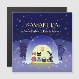 Edo-Neko's Snowy Celebration Magnetische Kaart
