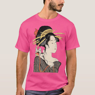 Edo Period Japan, Geisha Portret met Kat T-shirt