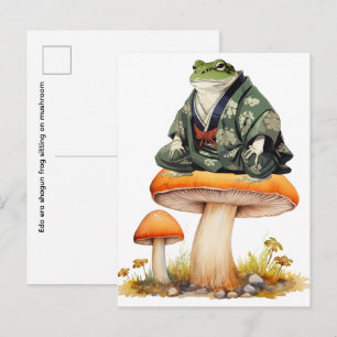 Edo-periode shogun kikker zittend op paddestoel briefkaart