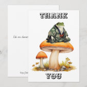 Edo tijdperk karakter kikker zitten op paddenstoel bedankkaart (Voorkant / Achterkant)