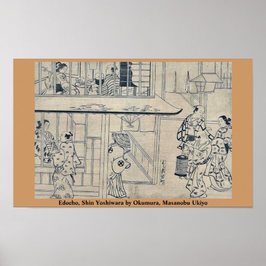 Edocho, Shin Yoshiwara door Okumura, Masanobu Ukiy Poster (Voorkant)