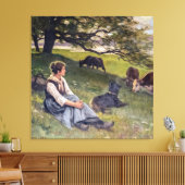 Edouard Debat-Ponsan The Cowherd Canvas Afdruk (Insitu (Woonkamer))