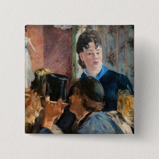 Edouard Manet - Barmeid Bedient Bier Vierkante Button 5,1 Cm (Voorkant)