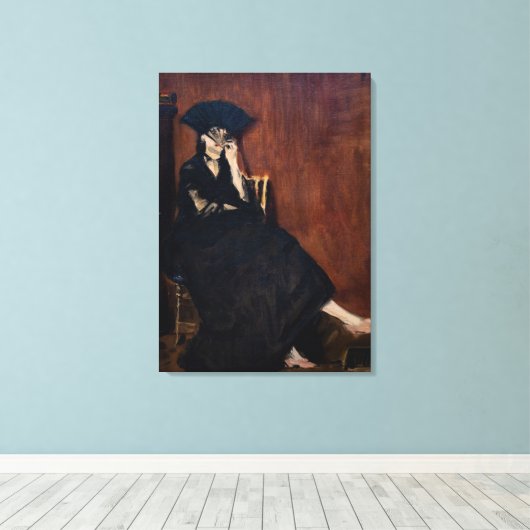 Edouard Manet - Berthe Morisot met een ventilator Canvas Afdruk (Insitu (Houten vloer))
