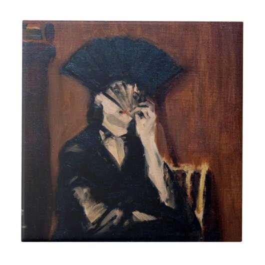 Edouard Manet - Berthe Morisot met een ventilator Tegeltje (Voorkant)
