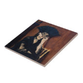 Edouard Manet - Berthe Morisot met een ventilator Tegeltje (Zijkant)