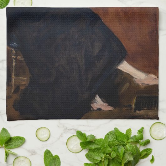 Edouard Manet - Berthe Morisot met een ventilator Theedoek (Gevouwen)