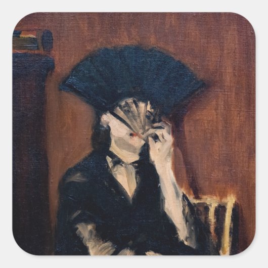 Edouard Manet - Berthe Morisot met een ventilator Vierkante Sticker (Voorkant)