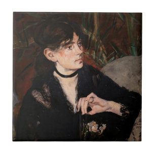 Edouard Manet - Berthe Morisot met een waaier 1874 Tegeltje