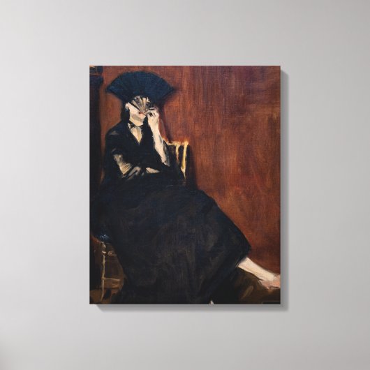Edouard Manet - Berthe Morisot met een waaier Canvas Afdruk (Voorkant)