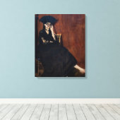 Edouard Manet - Berthe Morisot met een waaier Canvas Afdruk (Insitu (Houten vloer))
