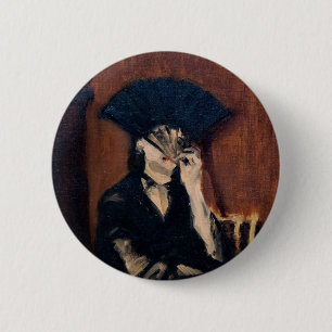 Edouard Manet - Berthe Morisot met een waaier Ronde Button 5,7 Cm