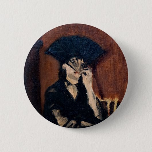 Edouard Manet - Berthe Morisot met een waaier Ronde Button 5,7 Cm (Voorkant)