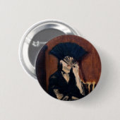 Edouard Manet - Berthe Morisot met een waaier Ronde Button 5,7 Cm (Voorkant /achterkant)