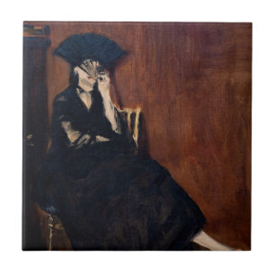 Edouard Manet - Berthe Morisot met een waaier Tegeltje