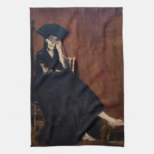 Edouard Manet - Berthe Morisot met een waaier Theedoek (Verticaal)