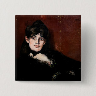 Edouard Manet - Berthe Morisot Reclining Vierkante Button 5,1 Cm