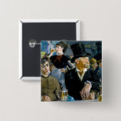 Edouard Manet - Bij de Cafe Vierkante Button 5,1 Cm (Voorkant /achterkant)