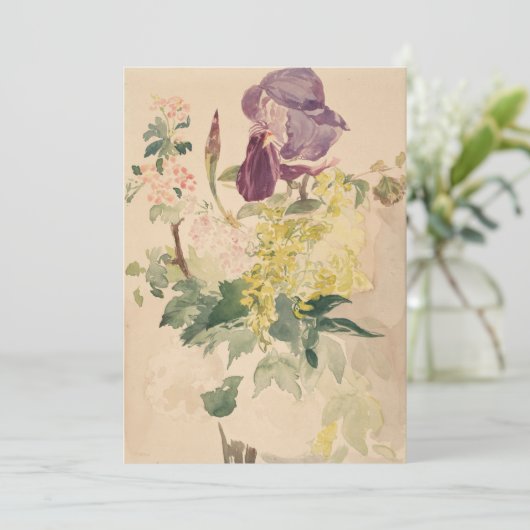 Edouard Manet - Bloem met Iris, Laburnum Kaart (Staand voorkant)