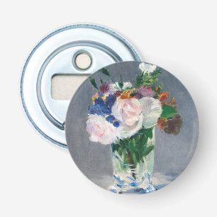 Edouard Manet - Bloemen in een kristallen vaas Button Flesopener