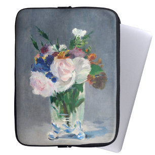 Edouard Manet - Bloemen in een kristallen vaas Laptop Sleeve