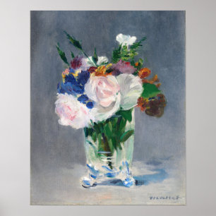 Edouard Manet - Bloemen in een kristallen vaas Poster