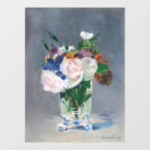 Edouard Manet - Bloemen in een kristallen vaas Raamsticker