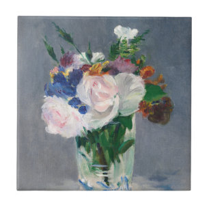 Edouard Manet - Bloemen in een kristallen vaas Tegeltje