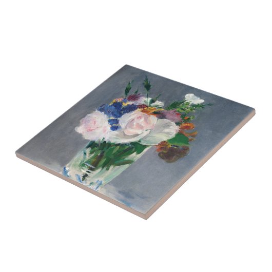 Edouard Manet - Bloemen in een kristallen vaas Tegeltje (Zijkant)
