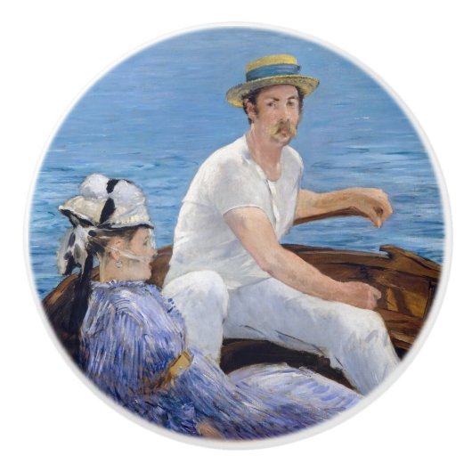 Edouard Manet - Boating Keramische Knop (Voorkant)