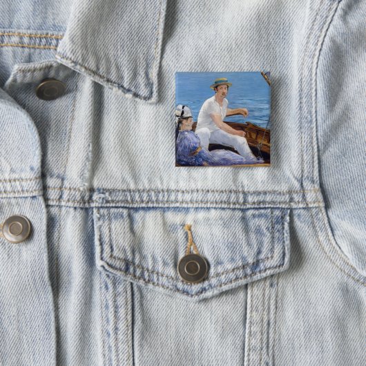 Edouard Manet - Boating Vierkante Button 5,1 Cm (In situ)
