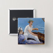 Edouard Manet - Boating Vierkante Button 5,1 Cm (Voorkant /achterkant)