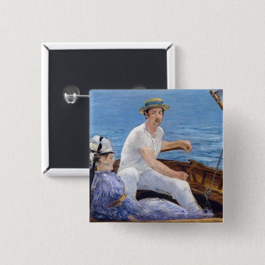 Edouard Manet - Boating Vierkante Button 5,1 Cm (Voorkant /achterkant)