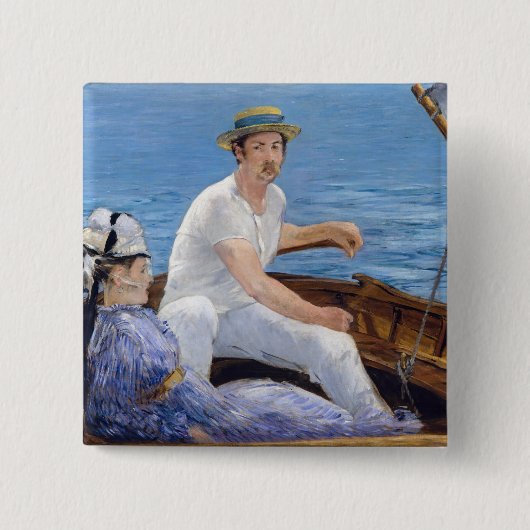 Edouard Manet - Boating Vierkante Button 5,1 Cm (Voorkant)