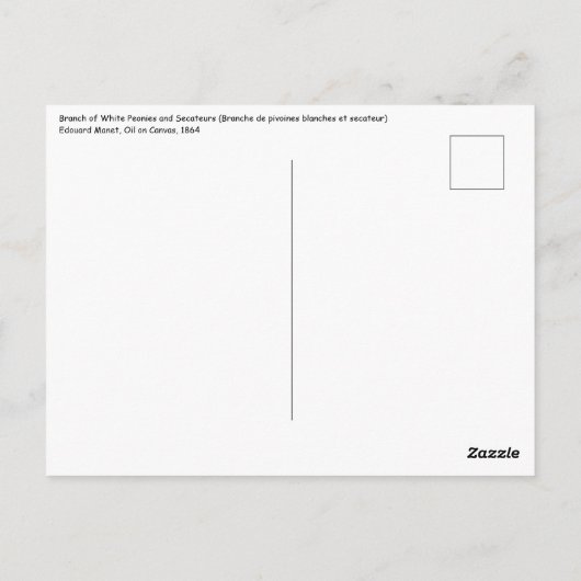 Edouard Manet - Branch of White Peonies, Secateurs Briefkaart (Achterkant)